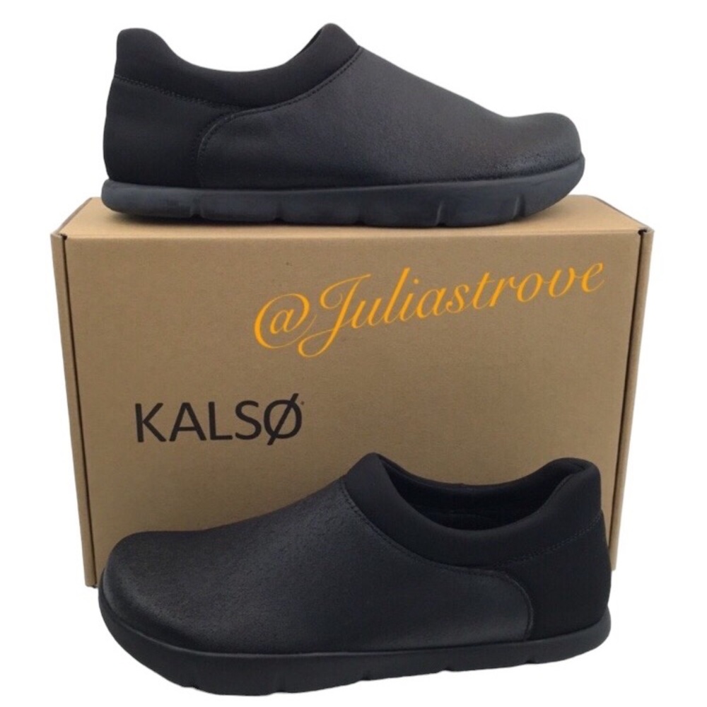 KALSO Mana Black Leather Slip On Earth Shoes NEW In Box